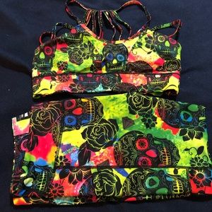 CVG Leggings (L) - Tie Dye Skulls